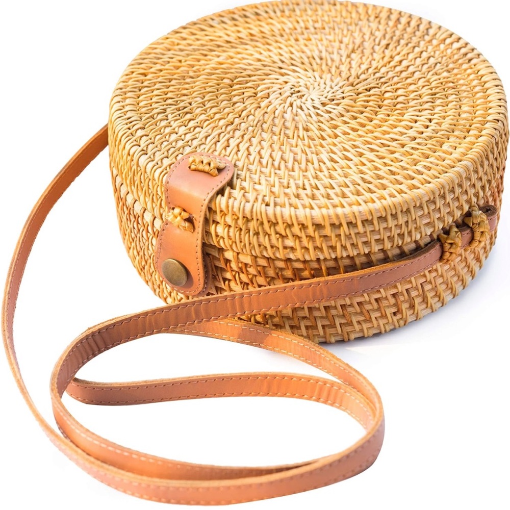 Handwoven Round Rattan Purse